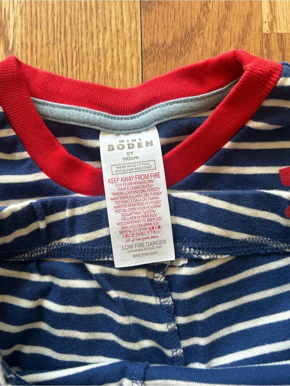Mini Boden Girls Striped Heart Pajama Set Size 5 EUC